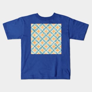 Orange and Blue Sunset Palms Geometry Kids T-Shirt